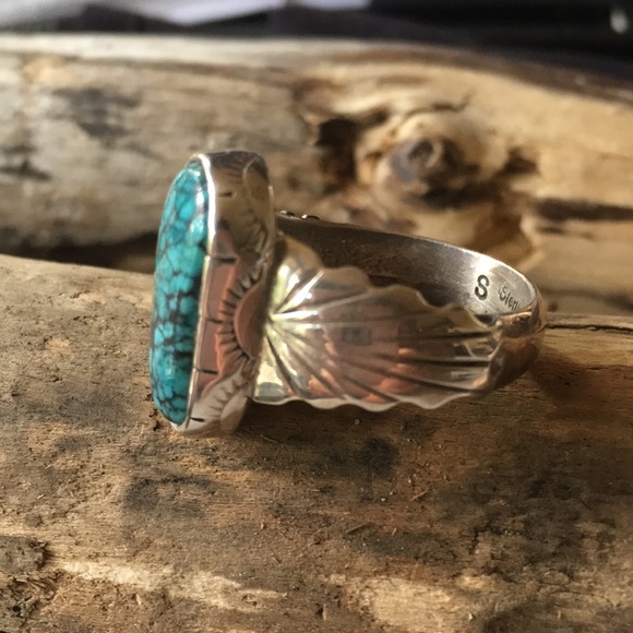 SOLD Vintage Navajo Native Turquoise Ring  11 1/4 - Picture 9 of 11